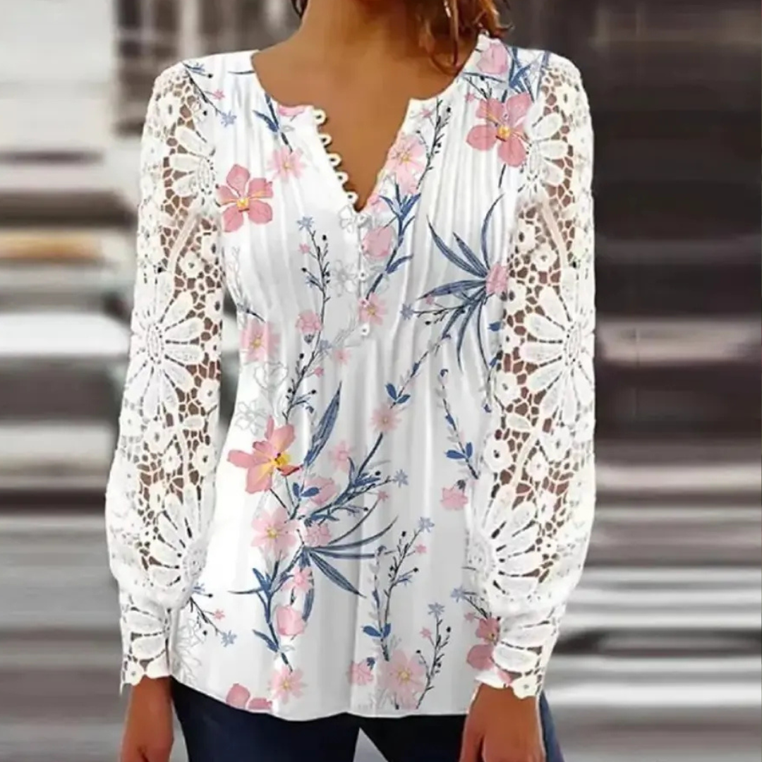 Blusa Elegante in Pizzo con Fantasie – 4 Varianti