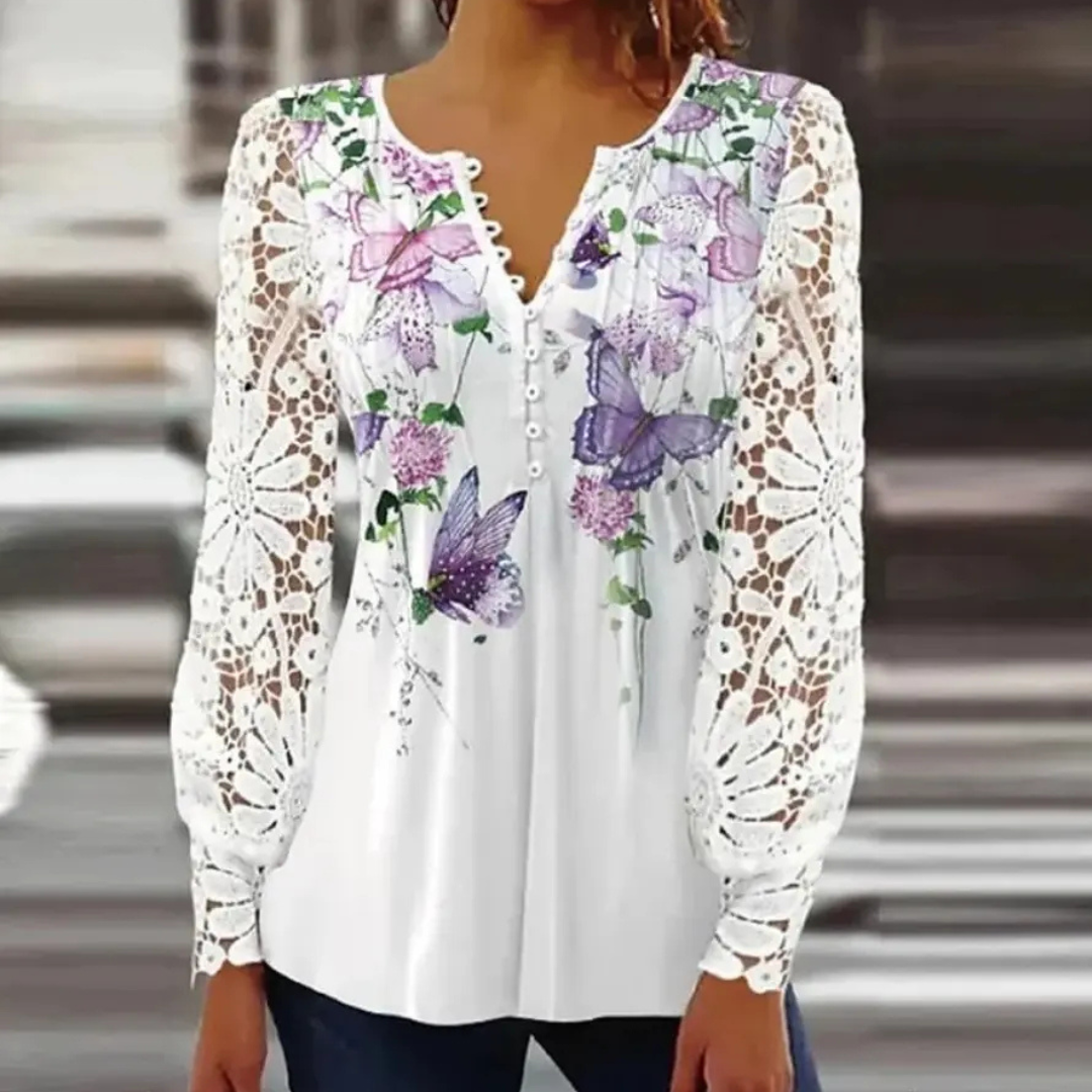 Blusa Elegante in Pizzo con Fantasie – 4 Varianti